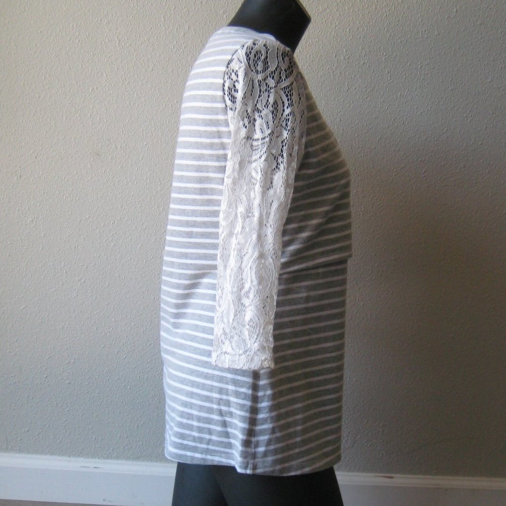 Milk Nursingwear Stripes Gray and White Top - Picture 6 of 9